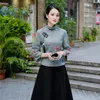 Sheng Coco Pretty Pink Chinese Qipao Shirt Woolen Tops Flowers Dragonfly Embroidery Women Cheongsam Tops 4XL Autumn Blouse1224P