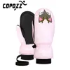 Ski Gloves COPOZZ Kids Thinsulate Winter Keep Warm Finger Mittens Cute Cartoon Ultralight Snowboard Children 230920