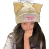 BERETS 2023 Fashion Hooded Cap Loverboy Cat Ear Knit Hatts Double-Layer Warm Pig Woolen Hat Hip-Hop Personality Cold Bonnet219V
