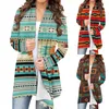 Kvinnors stickor Tees Kvinnor Retro Ethnic Print Cardigan Top Coat Casual Aztec Print Långärmad skjorta Cardigan Top Coat Western Ethnic Cardigan Coat 230920