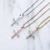 Hip hop 925 silver cross Zircon Pendant Necklace Gold Color Iced Out color Pendant Diamond gold silvery Bling Bling Necklace269u