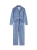 Jumpsuits voor dames Rompertjes Dames Denim Jumpsuit Dames Jeans Overalls Elegante jumpsuits met lange mouwen Y2k Street chic Zomer Jumpsuit met turn-down kraag 230920