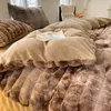 Conjuntos de cama Faux Rabbit Fur Outono Inverno Quente Conjunto de Pelúcia Amigável Respirável Calor Duveta Capa Rainha Cozy Quilt Sets 230921