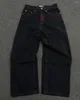 Jeans para hombres Y2k Mens Hip Hop Retro Skull Bordado Lavado Baggy Denim Pantalones Recto Casual Suelto Pierna Ancha Pantalón Streetwear