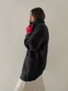 Women Blends Elegant Autumn Winter Dark Gray Woolen Coats High Street Ladies Jackets Single Breasted Pockets Long Overcoat Outerwear 230921