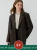 女性用レザーfsleアメリカンメイラードスタイルの女性のための茶色のジャケット2023年秋ニッチデザインレトロセンスルーズスーツ女性