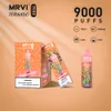 원래 퍼프 9K MRVI 토네이도 9000 퍼프 2% 3% 5% 강도 RGB 조명 충전식 600mAh 배터리 15ml 포드 RAZZ BAR