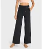 LU-929 Yoga femmes pantalons de survêtement ample jambe large pantalon nuage sens haut printemps tirer corde dame poche pantalon évasé LL Throwback Still