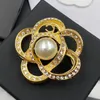 Femmes Designer Broches Cuivre Plaqué Or 18 Carats Cristal Strass Marque Lettre Bijoux Broche Charme Pin Hommes Femmes Mariage Vêtements Accessoires