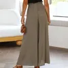 Kvinnor Pants Women Comfy byxor Solid Color Ladies Wide Leg Elastic midja Elegant Loose Bohemian Style Office Lady Lady