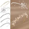 Hårklipp koreanska prinsessan Tiara brudkrok Crown Girl Elegant hårband Pearl Crystal Wedding Jewelry Accessories pannband gåva