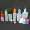 5 ml 10 ml 15 ml 20 ml 30 ml 50 ml bouteille d'emballage en plastique vapeur souple PE translucide aiguille compte-gouttes bouchons à l'épreuve des enfants pour huiles essentielles jus liquides emballage cosmétique DHL