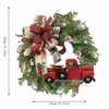 Weihnachtsdekorationen, Kranz, künstliche Pflanze, Rattan, roter LKW, rustikaler Herbst für Haustür, Girlande für Thanksgiving, Weihnachten, Hängedekoration HKD230922