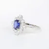 Bröllopsringar Yezoxa skapade Sapphire 925 Sterling Silver Halo Ring för kvinnor Storlek #6 #7 #8 230921