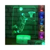 Luzes da noite série de esportes luz de cabeceira para crianças presentes bebê slee iluminação 3d jogador de basquete candeeiro de mesa led nightlights dançarinos d otib1