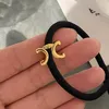 Diseño simple Estilo francés Bandas de goma para el cabello Cuerda elástica para el cabello de lujo negro Diseño vintage Joyería para el cabello de metal Regalos de amor para niña de otoño Tocado de diseñador