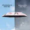 Paraplyer Small Portable Paraply Woman Mini Pocket 5folding Rain Fashionable Oil Målning Travel Parasol Vindtät 230920