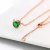 Pendant Necklaces Simply Small Round Cubic Zirconia Necklace For Women Rose Gold Color Colorful Crystal Chain On Neck Jewelry