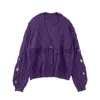 Suéteres femininos falam cardigan roxo escuro mulheres agora suéter estrela bordado cardigans de malha tay lor vintage v pescoço suéter y2k menina casaco top j230921