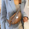 Midjeväskor Luxury Chain Belt Bag For Women Leather Crossbody Chest Pack Fashion Phone Pack och Purse Ladies Fanny 230920