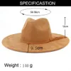 Wide Brim Hats Bucket Hats Suede Top Hat 9.5cm Wide Brim Fedora Hat Men Women Autumn Winter Felt Jazz Hats Classic Church Fedoras Chapeau Sombrero Mujer 230921