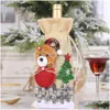 Décorations de Noël Bouteille de vin Er Joyeux décor pour la maison Bonhomme de neige Table Cadeau de Noël Bonne année Navidad Drop Livraison Jardin Festif Dhkrv