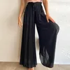 Kvinnor Pants Women Comfy byxor Solid Color Ladies Wide Leg Elastic midja Elegant Loose Bohemian Style Office Lady Lady