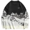 Мужские свитера, вязаный свитер Snow Mountain, мужская уличная одежда, пуловер в стиле Харадзюку, трикотаж, топы 2023, зимняя мода, винтажный джемпер