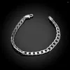 Link Bracelets 6MM Flat Sideways Chain 925 Color Silver For Man Women Wedding Party Fine Christmas Gifts Fashion Jewelry