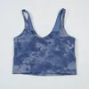 Yoga outfit stötsäker push up tie-dye tryckt fitness sport u bh tank top träning med bröstkudde