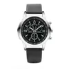 腕時計のトップブランド時計男性のためのブランドウォッチファッション3つのクォーツ高品質の青いガラス革ストラップウォッチ