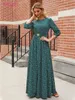 Basic Casual Jurken S.FLAVOUR Vrouwen Bloemen Gedrukt Casual Lange Jurken Elegant O-hals 34 Mouwen Boho Maxi Vestidos 230920