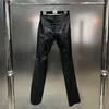 Pantaloni da donna PREPOMP 2023 Collezione Autunno Lavorazione a maglia Fasciatura Slim Lunghi Pantaloni da donna in ecopelle nera PU GL026
