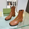 Botas de diseñador de cuero para mujer, botines rubios, botas de invierno con plataforma Martin, letras de lujo