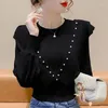 Women's Sweaters 2023 Autumn Winter Solid Color Round Neck Long Sleeve Knitting Pullovers Women Embroidered Flares Ruffles Lace All-match