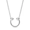 Collana rotonda con pavé senza tempo da donna autentico argento sterling 925 con collana di gioielli fai da te con zirconi trasparenti 392632C01-45