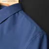 Мужские классические рубашки Мужские рубашки классического кроя из мягкого бамбукового волокна с длинным рукавом без карманов с контрастной окантовкой Внутренний воротник Формальная деловая классическая рубашка L230921