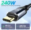 각도 USB C 240W 48V 5A PD240W 480MBPS 유형 C에서 PD3.1 케이블 노트북 충전 QC 4.0 빠른 충전 USB C 케이블