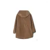 Casacos de trincheira femininos jaqueta de veludo 2023 outono casual casaco com capuz meia idade mãe blusão casaco 5xl q86