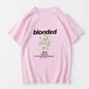 Camisetas masculinas Frank O-ocean Blond Caual de manga curta Design moderno Floral Graffiti Art T-shirt para homens / mulheres Solto Pure O-neck Cotton Tops