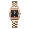 Armbanduhren Mode Rose Gold Strap Grün Uhren Frauen Qualitäten Diamant Verzierte Quarzuhr Damen Elegante Montre Femme