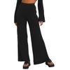 Women's Pants Womens Solid Rib Knit Wide Leg Elastic Waist Tie Front Sweater Long Palazzo Lounge Trousers