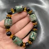 Strand Green Three Eyes Dzi Agate Tube Pärlor armband