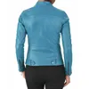 Herenjassen Dames Leren jas Lamsvacht Biker Turquoise Blauw Europese en Amerikaanse modetrends