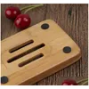 Tvålrätter 300st Natural Wood Bamboo Dish Tray Holder Storage Rack Plate Box Container för baddusch Badrum Drop Delivery Ho Dhhqf