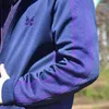 Mäns jackor nålar Lapel Collar Jacket Fjäril Broderi Bomullsbana Stripe Purple Män Kvinnor Överdimensionerad dragkedja Rörelselong Lång ärm