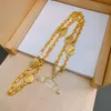 Collier de mode 23ss pour femmes, bijoux en chaîne dorée, pendentif avec pendentif visage incrusté de diamants, y compris la boîte, cadeau préféré