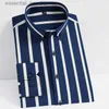 Herren-Hemden, nicht dehnbar, langärmelig, gestreift, elegant, lässig, glattes Material, Standard-Passform, jugendliches Button-Down-Hemd L230921