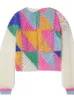 S Knits TEE puste kolorowe kint sweter sweter jesienne długie puchanie rękawa patchwork żeńskie swetry 2023 Elegancka swobodna dama top 230921