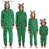 Dopasowane rodzinne stroje 2023 Cartoon Cute Elk Ear Print Dopasowanie Bożego Narodzenia Stoły rodzica-dziecko zamek z kapturem kombinezony rompers Xmas Family wygląd T230921